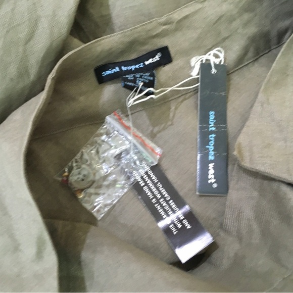 Saint Tropez West 100% Linen A Line Skirt Taupe women’s Medium Boho Embroidery - Picture 4 of 5